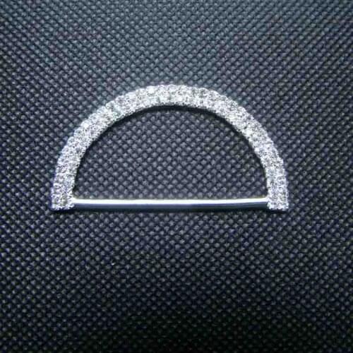 New wholesale moon shaped half circle 2rows silver rhinestone connector buckle accessories 12pcs x