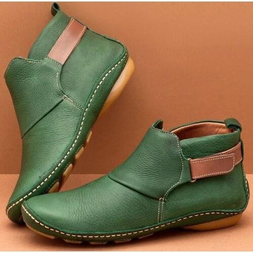 New PU Leather Boots Female Winter Boots Women Soft Comfy Ankle Boots For Women Boots Winter Booties Low Heel Autumn Shoes Women