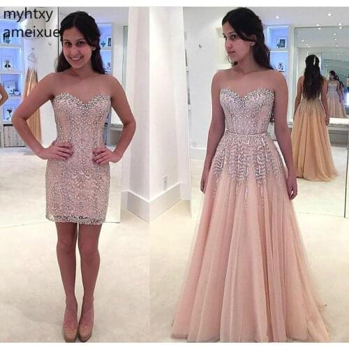 New High Quality Pink Two Pieces Detachable Evening Dresses 2020 New Arrival Wear Formal Party Prom Custom Event Gowns Plus Size