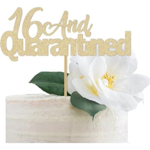 Personalized 16 and Quarantined Sweet Sixteen Cake Topper Quarantine- Custom Choose Your Age,16 Birthday Cake
