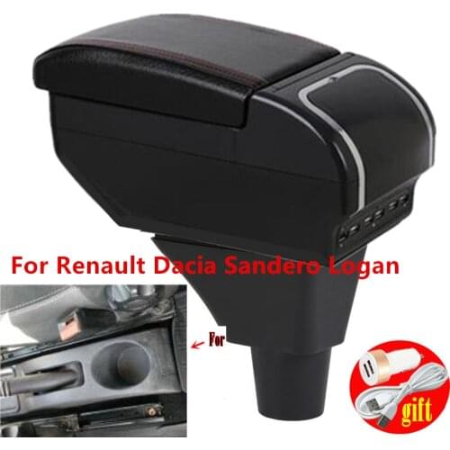 For Renault Dacia Sandero Logan armrest boxt For Lada LARGUS Car Armrest box Center Storage box Interior with USB LED light