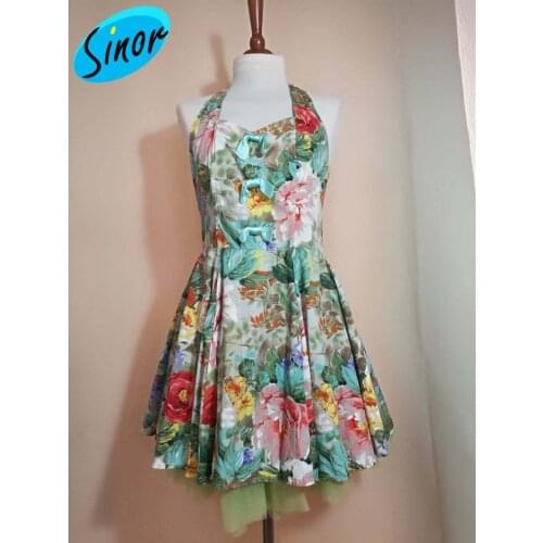 Supply 2021 foreign trade womens new sexy dress hanging neck printing stitching halter dress 8013 office banquet dress