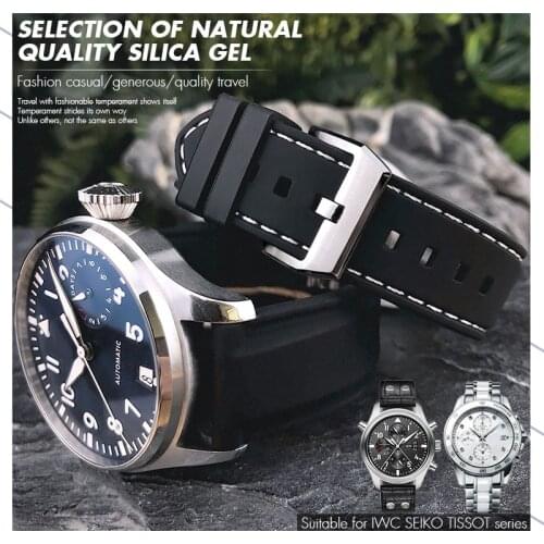 19mm 20mm 22mm Rubber Watch Strap Black Blue Universal Watch Band for IWC Seiko Tissot Omega Seamaster Hamilton Certina Citizen