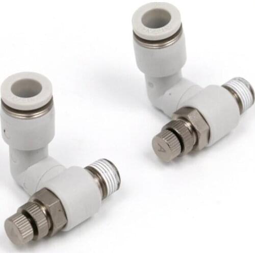 FUMAO Threaded Push in Elbow Fitting Speed Flow Control Pneumatic Connector Tube Pipe Hose Air Fittings