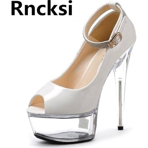 Rncksi Girls Buckle Straps 15cm High Heels Wedding Pumps Womens Night Club Party Queen Pole Dance Pumps Shoes Platform Pumps