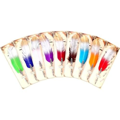 Creative Retro Gradient Color Feather Pen Flower Pen Paint Coating Set Teachers Day Gift High Quality Nib Personalized Design