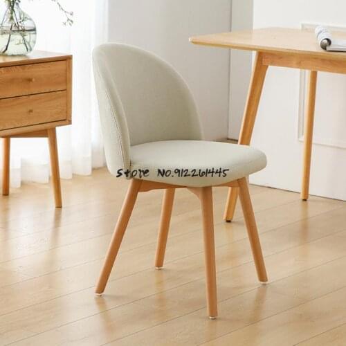 Nordic study desk chair home solid wood backrest dining chair about leisure makeup chair student writing stool