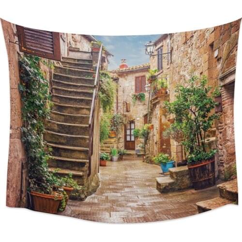 Old Town Alley Italy Street Wall Tapestry Cover Beach Towel Picnic Yoga Mat Home Decoration
