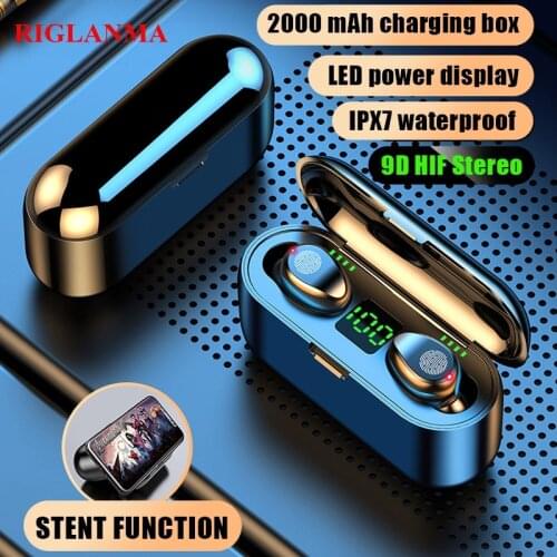 F9 TWS Wireless Bluetooth Earphone 5.0 Touch Earphones 9D Stereo Sport Music Waterproof LED Display Airbuds Headset With Mic