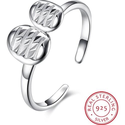 UFOORO Real 925 Sterling Silver Rings For Women Double Leaves Shape Wedding Band Silver Ring Jewelry Anillos