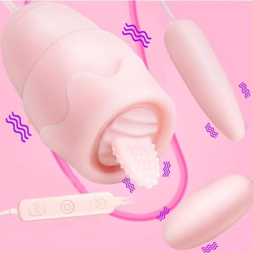 Vibrating Eggs Sex Tongue Vibrator For Woman G-spot Nipple Oral Licking Massager Vibrator Breast Enlarge Adult Sex Toy For Women