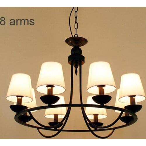 For Foyer living room bedroom dinning room restaurant black modern with fabric shade big round ring vintage chandelier classcic