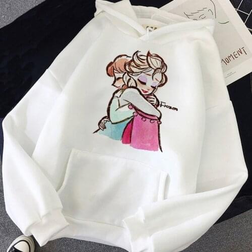 Kawaii Disney Princess Funny Cartoon Hoodies Women Cute Princess Graphic Vintage Sweatshirt 90s Vogue Streetwear Hoody Female