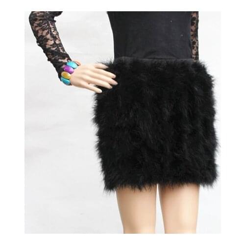 Women skirt of natural ostrich feather fur female fashion fur mini skirt blue pink 5 colors warm Plus Size V21