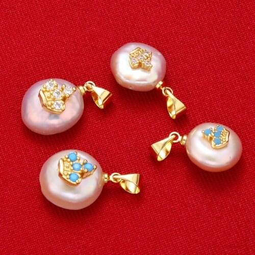 ZHUKOU pearl blue and white crown pendant for women handmade DIY earrings necklace bracelet jewelry accessories model: VD583