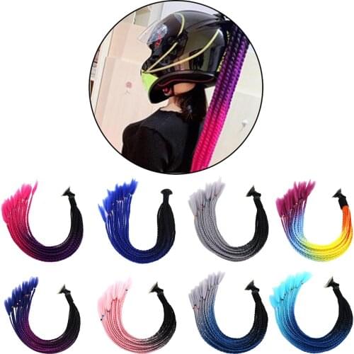 Motorcycle Helmet Braids Woman Braids Wig For Motorbike Helmets Hair Punk Biker Helmet Decoration With Sucker Bow