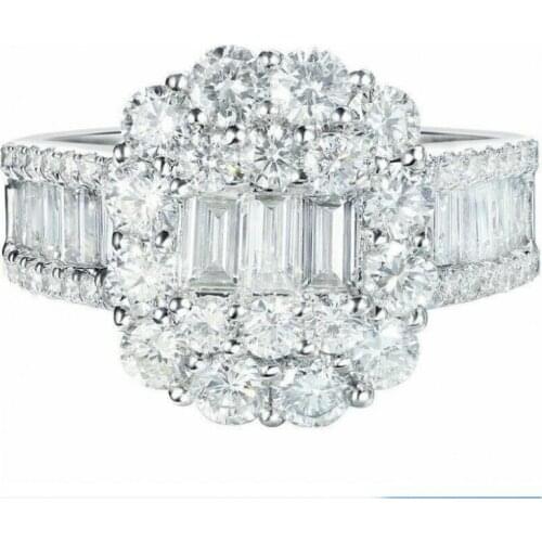 Drop Shippoing High Quality Luxury Jewelry 925 Sterling Silver Princess Cut White 5A Cubic Zirconia Eternity Wedding Bridal Ring