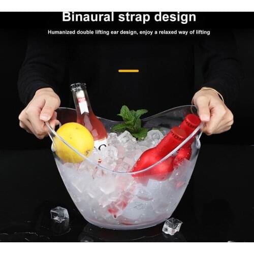 1 Pcs Durable Clear Plastic Ice Bucket 4L Storage Holder for Wine Champagne and Beer Bottles