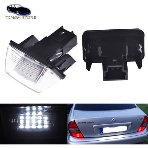2Pcs No Error LED License Number Plate Light for Citroen C3 C4 C5 C3 Picasso Berlingo Saxo Xsara Picasso Peugeot 206 207 306 307