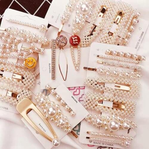 3 Pieces / Set Fashion Metal Pearl Hairpin Geometric Hairpin Womens Girl Hair Accessories Sweet Hair Clip Hair Accessories Set