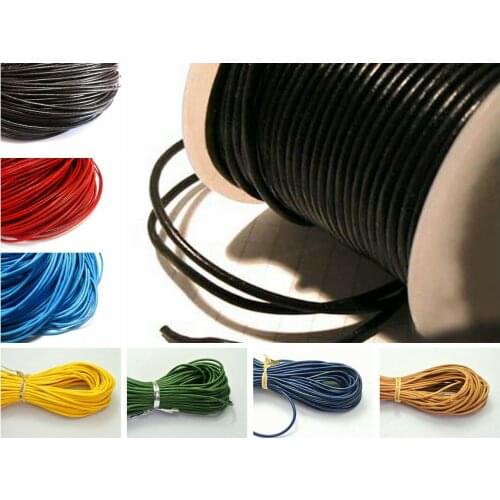 32.8 feets Round Real Genuine Leather Cord 2mm Jewelry String Colour Choice