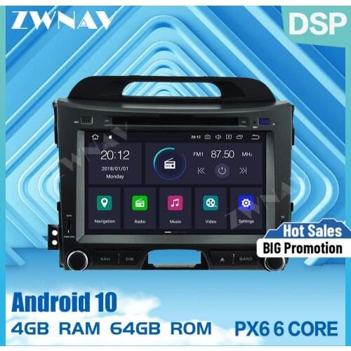 PX6 DSP Android 10.0 Car Radio Multimedia DVD Video Player GPS For KIA Sportage 2010-2016 car GPS Navi Audio stereo BT Head unit