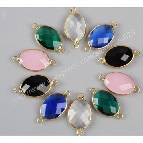BOROSA 20pcs Druzy Multi-stone Faceted Oval Gold Edge Connector WX069 Drusy Jewelry DIY For Necklace Free Shipping