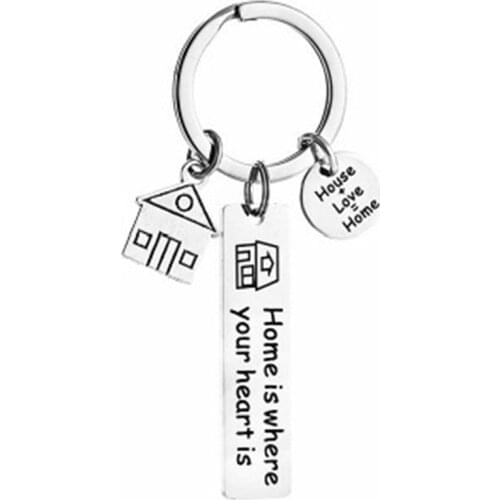 QIAMNI Stainless Steel Home Is Where Your Heart Is Keychain Realtor Home Buyer Key Ring Family Jewelry Gift For Your Families