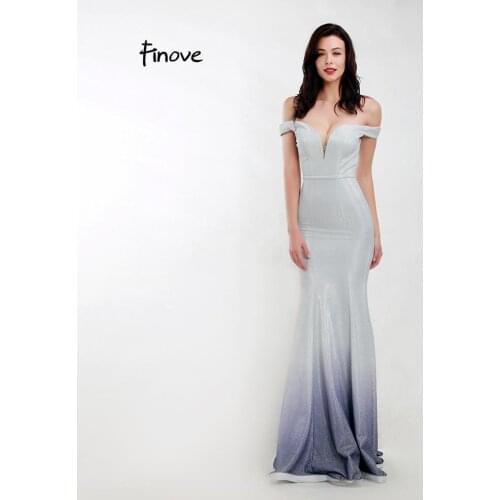 Finove 2020 Mermaid Prom Dresses Elegant Boat Neck Floor Length Simple Reflective Dress Formal Gowns For Woman Robe De Soiree