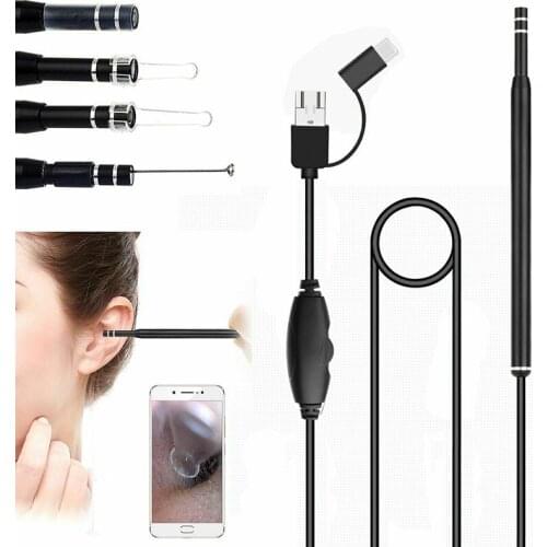 Endoscope Camera HD Ear Endoscope Otoscope LED Camera Tool Cleaning Wax Pick Cleaner Removal Kit Cable Visual Ear Cleaning Tools