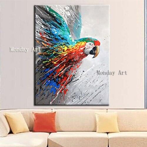 Whosale Hand Painted eagle Oil Picture Abstract Animal Oil Painting on Canvas for Lving Room Wall Decor colorful eagle Painting