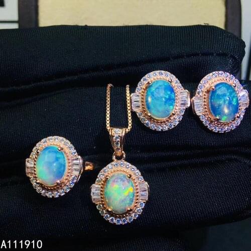 KJJEAXCMY fine jewelry 925 sterling silver inlaid Natural Opal exquisite Ring Earring Necklace Womens Suit Support Test