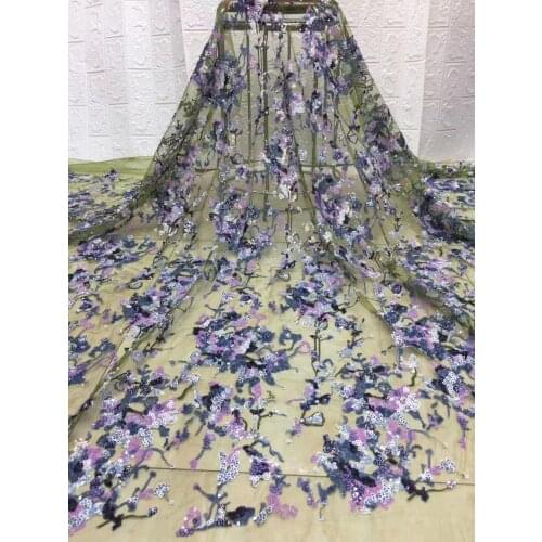Lace fabric for dress Nigeria French tulle lace fabric 2021 high quality African sequin lace fabric FJ4112