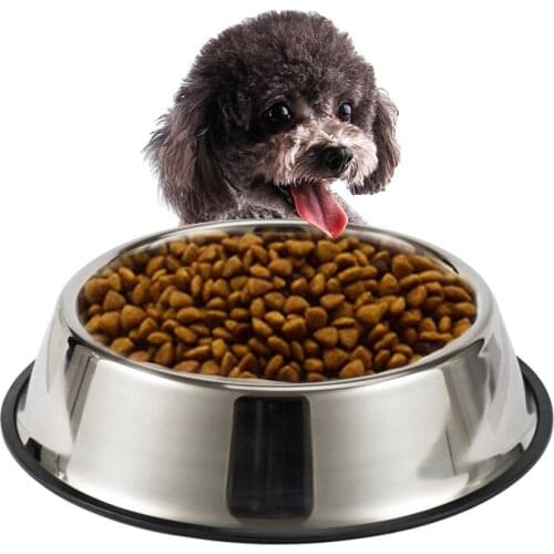Stainless Steel Dog Cat Bowls Non-slip Durable Anti-fall Dogs Feeding Bowls For Small Medium Dogs Cat Placemat Feeder Supplies