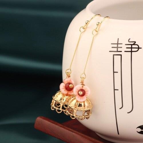 MYWINY 2019 New metal crown thread earrings dangle ethnic shell flower earrings vintage fashion jewelry for women and girl gift