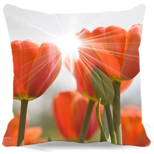 Flowers pillow cover, Natural style Tulips throw pillow case- Cloth, Double-sided Printing, Size optional