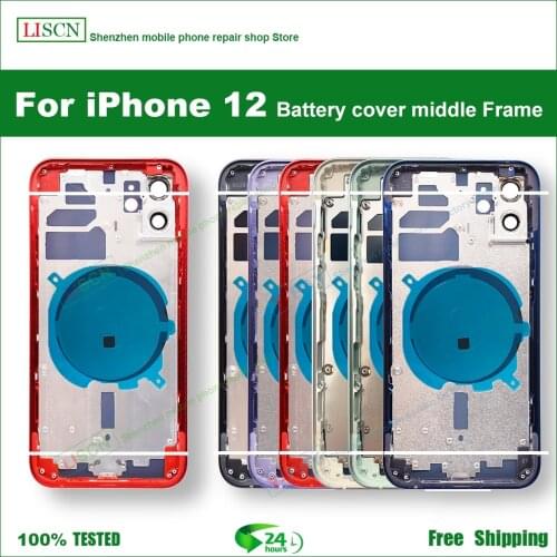 New Housing For iPhone 12 Battery Back Cover + Middle Chassis Frame + SIM Tray + Side Key Parts For iPhone 12