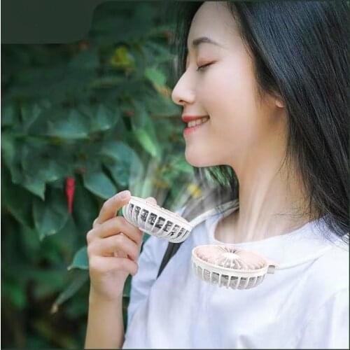 New Portable Mini Neck Hanging Fan USB Rechargeable Hands Free Small Sports Fans Desk Hand Air Conditioner Cooler Home Office
