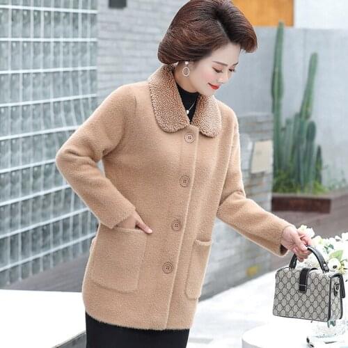 Autumn imitation mink velvet jacket 2021 new womens knitted sweater thick cardigans long sleeve