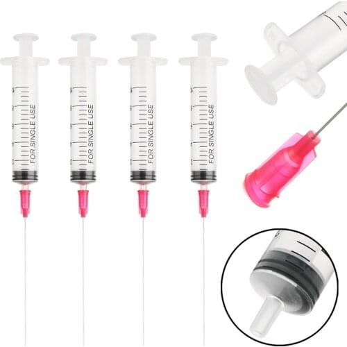 4pcs/set 10ml Transparent Syringe Clear Measuring Injection Syringe with 4pcs Blunt Needle for Home Office Refill Ink Industrial