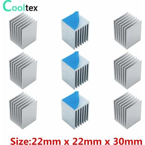 20pcs Aluminum Heatsink 22x22x30mm heat sink for Electronic Chip MOS IC 3D Printer With Thermal Conductive Tape