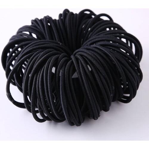 100pcs/lot Black Color Rope Elastic Hair Ties Girls Hair Accessories Elastic Rubber Band hair bands for women