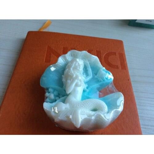 Mermaid in a Clam Shell Silicone Mold Soap Mold Candle Molds Handmade Chocolate Cake Decorating Tools Mold