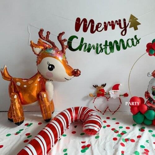 1 pc cute 4D deer balloons walking deer animal balloons for Christmas party decor kids birthday decorations deer toys foil globe
