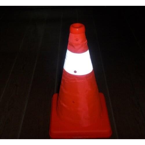 CPDD 42cm Folding Road Safety Warning Sign Traffic Cone Orange Reflective Tape