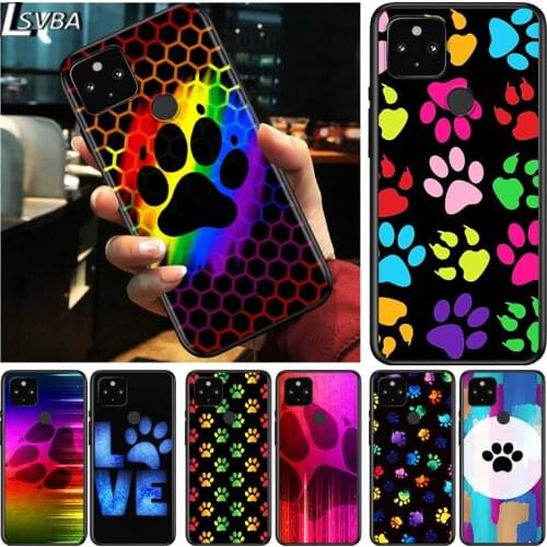 Dog paw Cute Shockproof Cover for Google Pixel 5 4 5A 4A XL 5G Black Phone Case Shell Soft Fundas Coque Capa