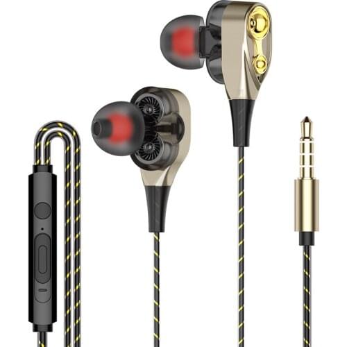 Dual Drive Stereo earphone In-ear Headset Earbuds Bass Earphones For iPhone huawei Xiaomi earphones With Mic gaming headset