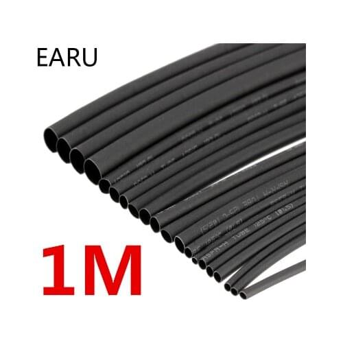 1 Meter/lot 2:1 Black 1 2 3 5 6 8 10mm Diameter Heat Shrink Heatshrink Tubing Tube Sleeving Wrap Wire Sell DIY Connector Repair