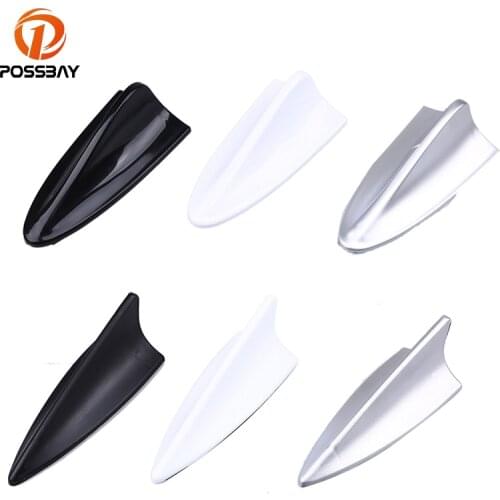 POSSBAY Universal Car Decorative Antennas Auto Shark Fin Antennas Car Roof Decoration Aerials Stickers Silver/Black/White Decals