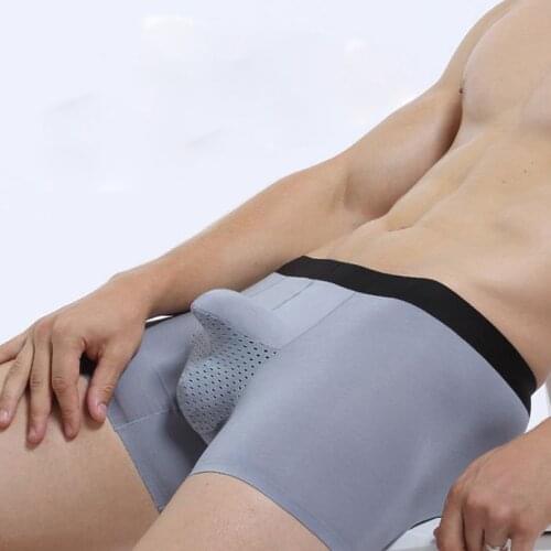 Top Qulaity Modal Boxershort Men Sexy Boxer Seperation Pouch Bags Mesh Underwear